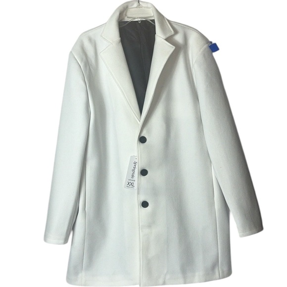 NWT MEN Springrain overcoat 3 button closure pockets lined Sz 2XL White - Picture 3 of 13
